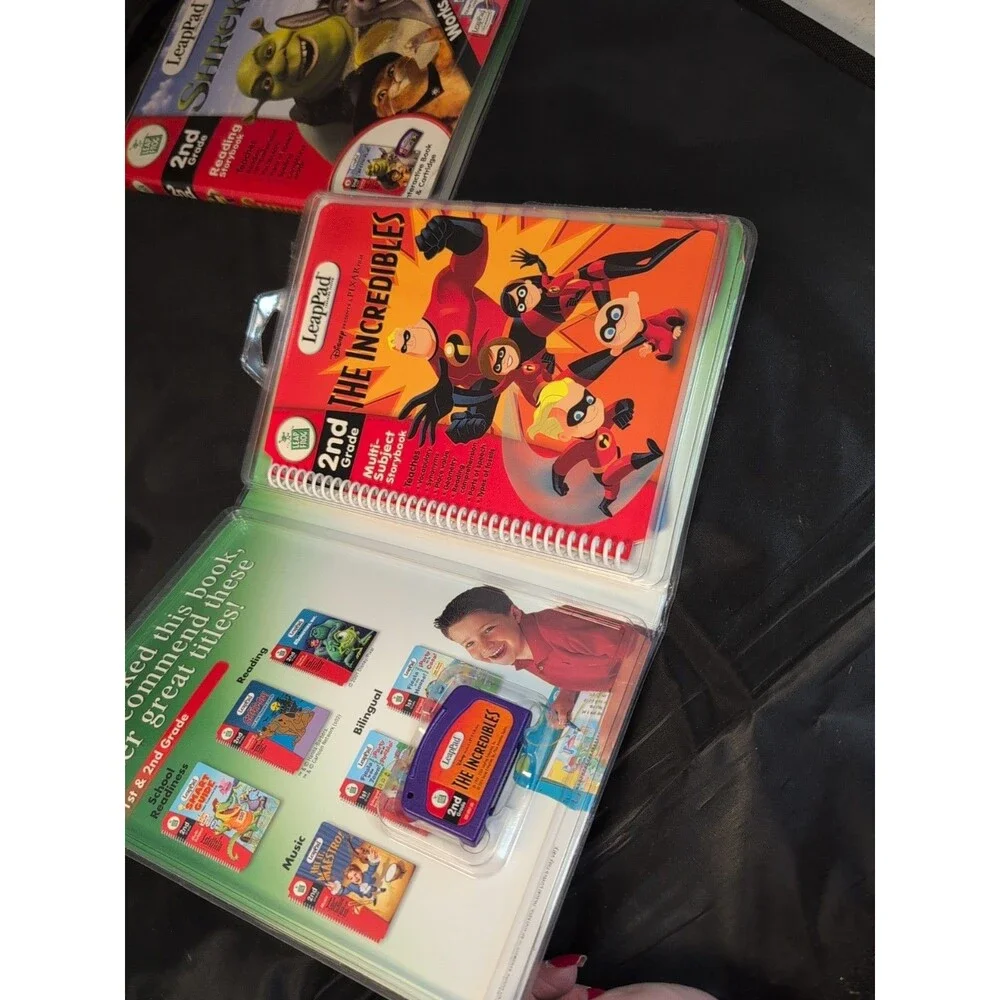 LeapPad THE INCREDIBLES  And Shrek 2 Book & Cartridge 2nd Grade Learning System